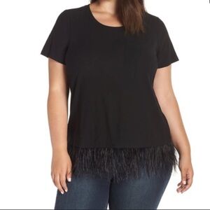 Rene Lezard Black Feather Trim Tee
